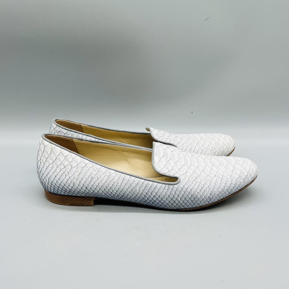 M Gemi Shoes Womens 5.5 Gray Snake Print Leather Loafer Flats Slip On Casual